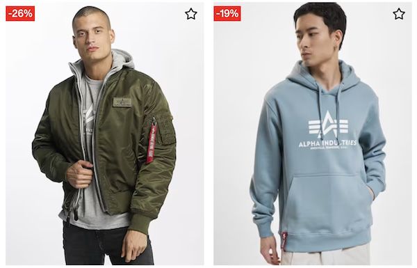 Alpha Industries Sale + 20% extra   z.B. Bomberjacke 129€ (statt 152€)