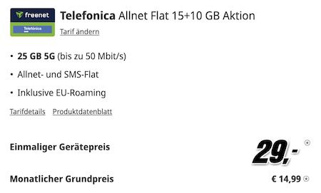 Samsung Galaxy A55 für 29€ + o2 Allnet 25GB für 14,99€ mtl.