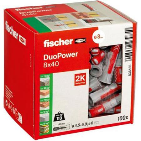 100er Pack fischer DuoPower 8 x 40 Universaldübel für 5,54€ (statt 11€)