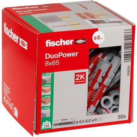 50er Pack fischer DuoPower 8 x 65 Universaldübel für 5,83€ (statt 11€)