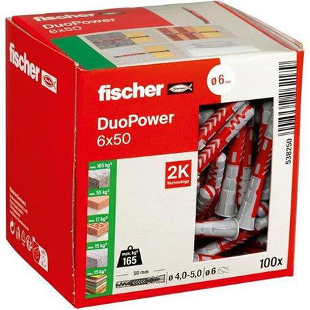 100er Pack fischer DuoPower 6 x 50 Universaldübel für 8,95€ (statt 13€)