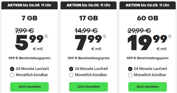 Handyvertrag.de: Allnet Flat inkl. 5G mit 7GB 5,99€ / 30GB 11,99€ / 60GB 19,99€  mtl.