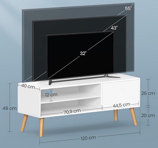 VASAGLE TV Schrank (120 cm) in Weiß für 52,99€ (statt 70€)