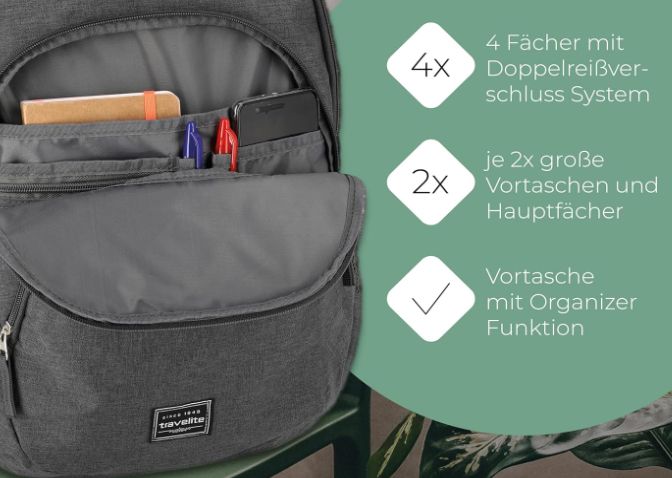 travelite Unisex Rucksack Melange mit Laptopfach für 21,80€ (statt 27€)