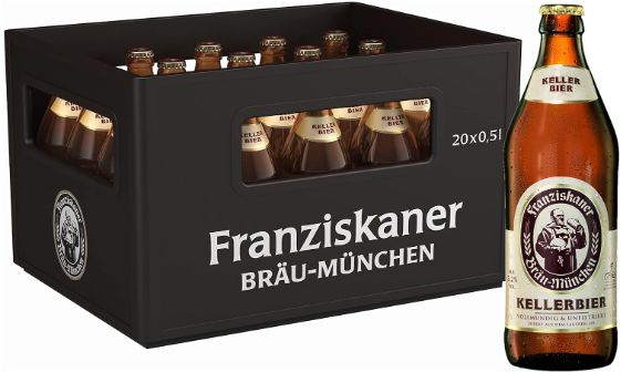 🍻 Franziskaner Kellerbier 20 x 0,5 Liter, 5,2% Alkohol ab 15,90€ (statt 20€)