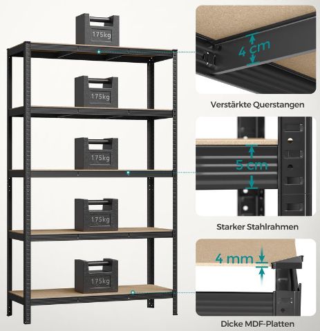 SONGMICS Schwerlastregal mit 5 Ebenen für 48,99€ (statt 59€)