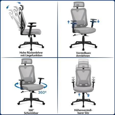 Yaheetech Ergonomischer Bürostuhl mit Wippfunktion für 69,99€ (statt 90€)