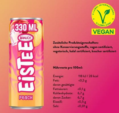 Krass! 🍑 24x Rauch Eistee Peach, 330ml ab 11€ (statt 21€)   47 Cent pro Dose!