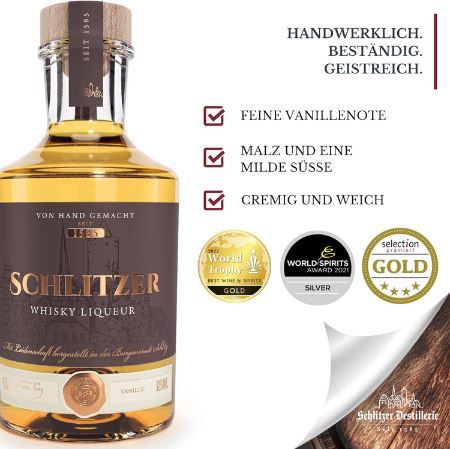 Schlitzer Destillerie Whisky Likör mit Vanille, 0,5L für 18€ (statt 24€)