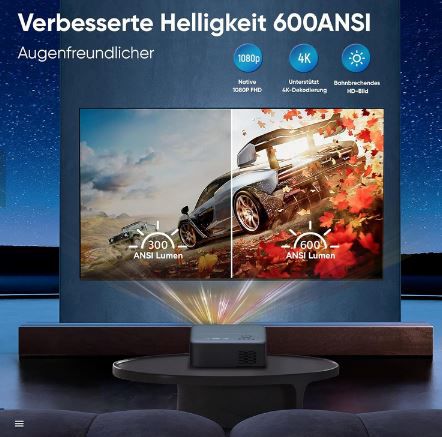 Puxinat 1080P Nativ Beamer mit 4K Unterstützung für 85€ (statt 160€)