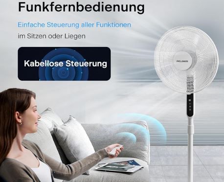 Pelonis Oszillierender Standventilator mit Fernbedienung für 61,19€ (statt 83€)