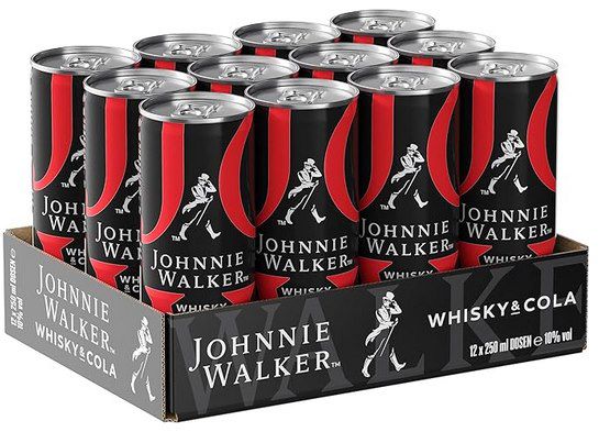 Amazon: Mixed Drinks im 12er Pack z.B. Johnnie Walker Whisky & Cola für 24,99€ (statt 32€)