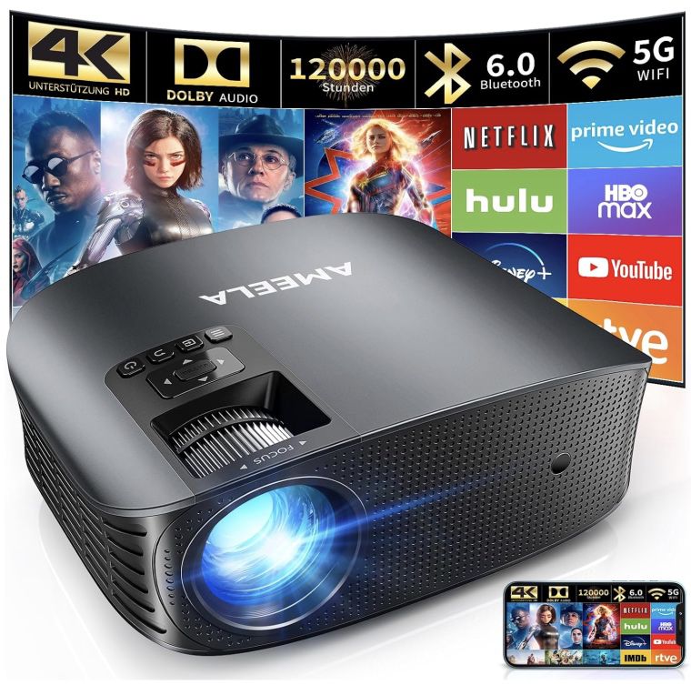 AMEELA ‎YG600 Plus 1080p Beamer mit 600 ANSI für 119,99€ (statt 170€)