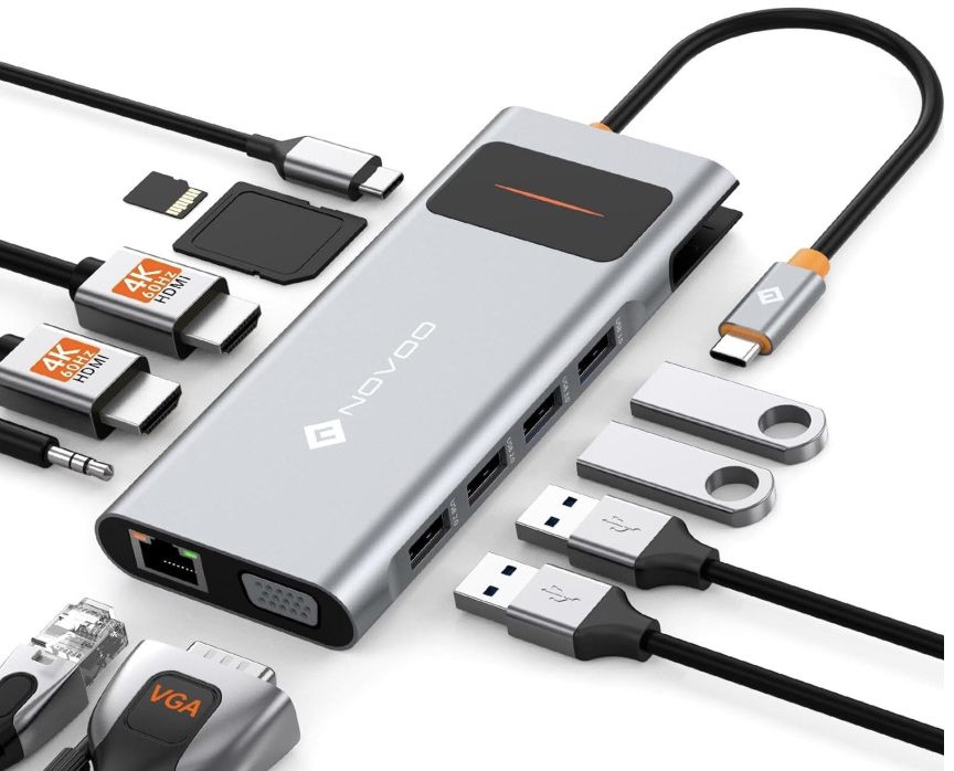 12in1 NOVOO USB C Hub mit Triple Display & LAN für 34,19€ (statt 43€)