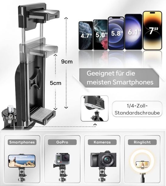 Wurycia Selfie Stick & Stativ (bis zu 1,54m) mit Licht für 14,98€ (statt 30€)