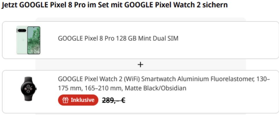 😳 Google Pixel 8 Pro mit 128GB + Google Pixel Watch 2 für 849€ (statt 1.020€)