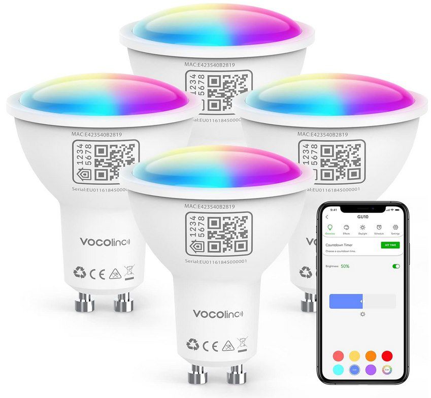 4x VOCOlinc GU10 4,5W WLAN RGBW LED Lampe für 24,99€ (statt 50€)