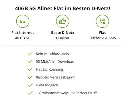 😍 KNALLER! Telekom Allnet 40GB 5G nur 14,99€ mtl. + keine AG