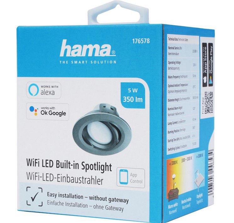 Hama WiFi LED Einbau Deckenspot 5W für 4,99€ (statt 11€)