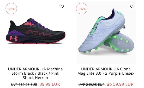 👟 Under Armour Schuhe in Restgrößen   z.B. UA Machina Storm für 45,94€ (statt 82€)