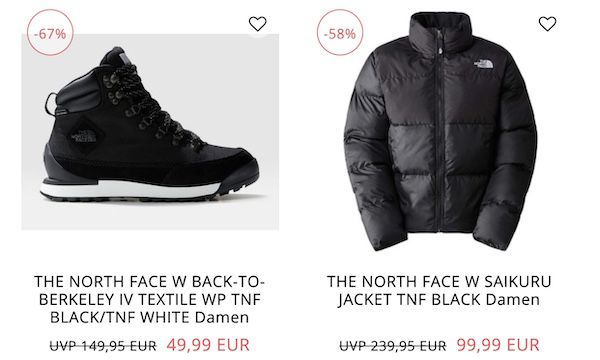 The North Face Restgrößen Sale   z.B. Vectiv Taraval Sneaker für 45,94€ (statt 80€)