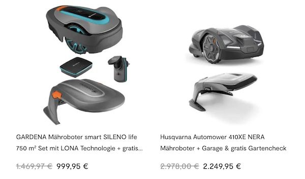 🏡 Mähroboter Sale bei Tink:   z.B. Husqvarna + Garage 839€ (statt 967€) + weitere