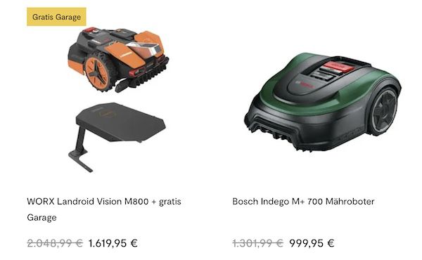 🏡 Mähroboter Sale bei Tink:   z.B. Husqvarna + Garage 839€ (statt 967€) + weitere