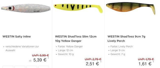 🎣 15% Rabatt auf Westin Angelruten & Zubehör (auch Kleidung)