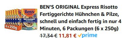 6er Pack Bens Original Express Risotto Hühnchen & Pilze für 11,81€ (statt 15€)