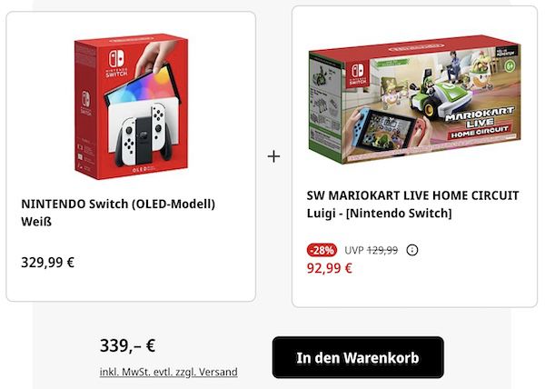 Nintendo Switch OLED inkl. Mario Kart Live für 339€ (statt 390€)