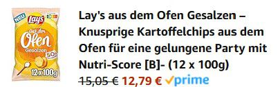 12er Pack Lay’s gesalzene Kartoffelchips, je 100g ab 12,79€ (statt 21€)