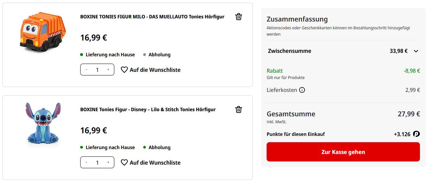 Media Markt: 2 Tonies Hörfiguren für 25€ + 2,99€ VSK