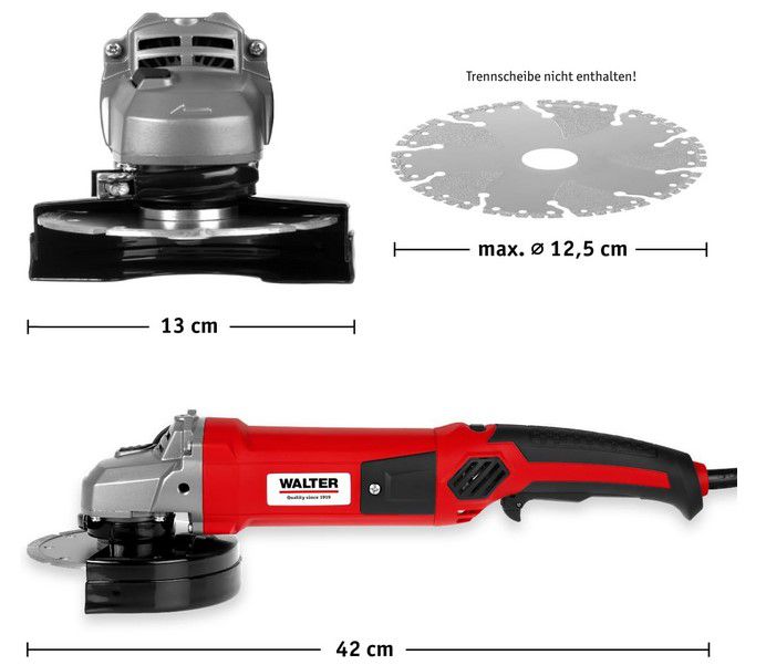 WALTER 619984 Winkelschleifer 125mm 3m Kabel für 29,99€ (statt 40€)