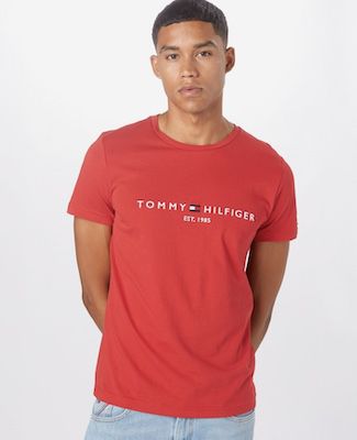 Tommy Hilfiger Logo Slim Fit Jersey T Shirt für 30€ (statt 37€) oder 3 für 69,36€