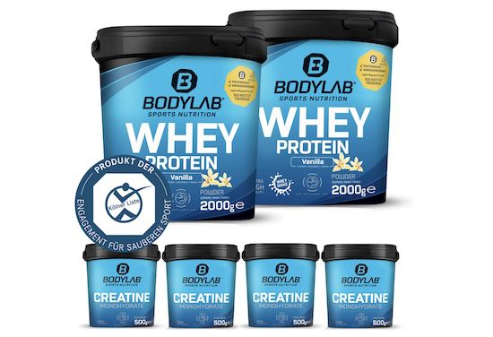 4kg Bodylab Whey Protein + 2kg Creatine Powder für 90€ (statt 144€)