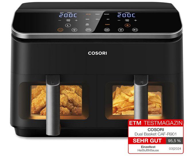 COSORI CAF R901 Heißluftfritteuse 8,5L Doppelkammer für 169€ (statt 219€)