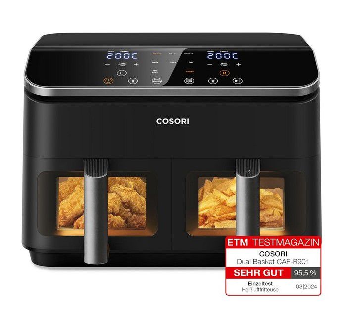 COSORI CAF R901 Heißluftfritteuse 8,5L Doppelkammer für 149€ (statt 179€)