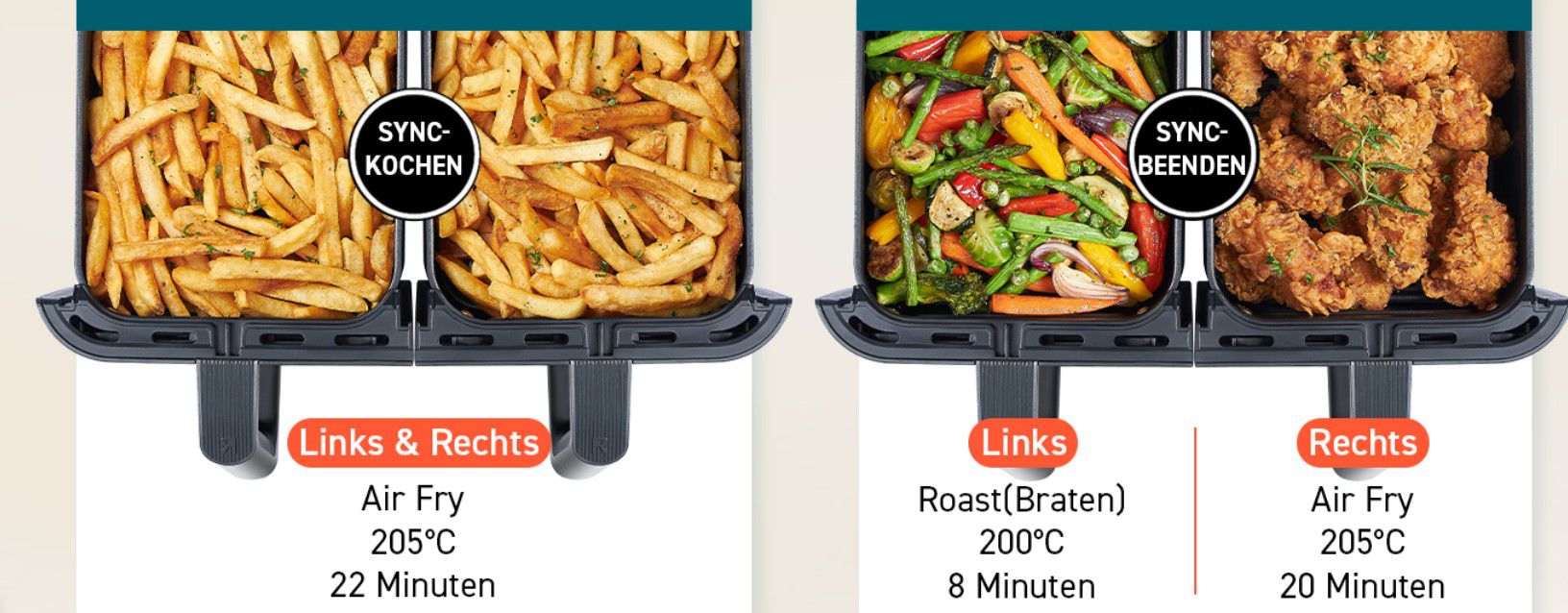 COSORI CAF R901 Heißluftfritteuse 8,5L Doppelkammer für 135,15€ (statt 169€)