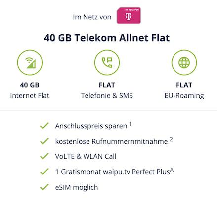 😍 KNALLER! Telekom Allnet 40GB nur 14,99€ mtl. + keine AG