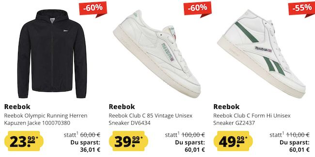 👕👟 Reebok Mega Sale bei SportSpar + 5€ Gutschein