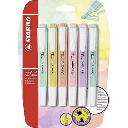 6er Pack Stabilo Swing Cool Pastel Textmarker für 6,60€ (statt 9€)