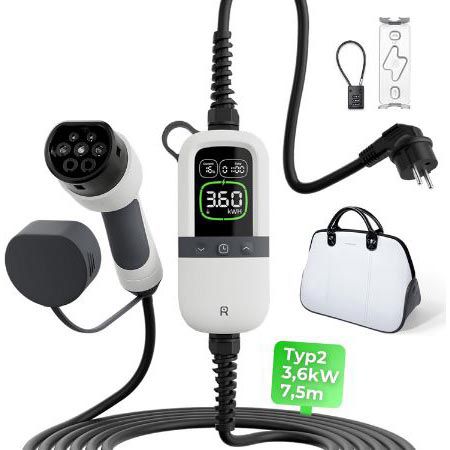 Rheidon Tech Tragbares Auto Ladegerät mit Schuko & Typ 2 Stecker für 179,40€ (statt 299€)