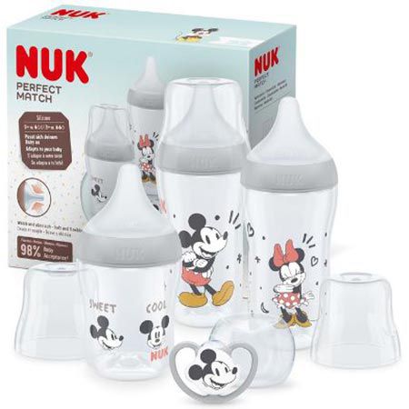 4er Pack NUK Perfect Match Micky Maus Babyflaschenset für 23,99€ (statt 32€)