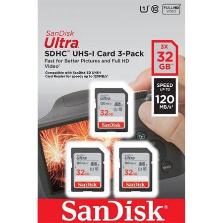 3er Pack SanDisk Ultra 32GB SDHC Memory Card für 17,99€ (statt 23€)