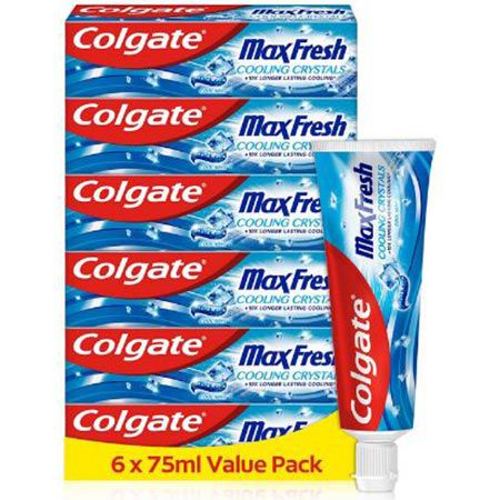 6 x 75ml Colgate Zahnpasta Max Fresh Cooling Crystals für 9,60€ (statt 11€)