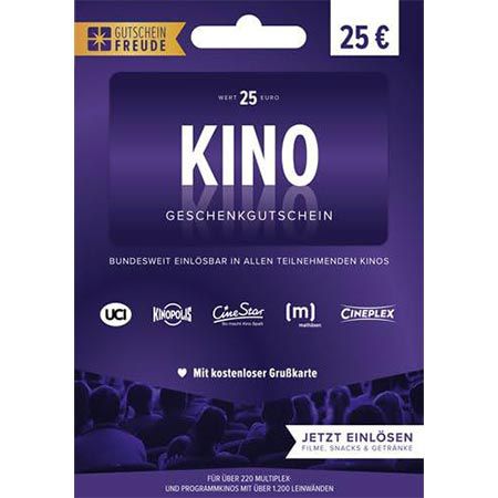 KINO Geschenkgutschein für UCI, Cineplex, Cinestar und mehr für 21,25€ (statt 25€)