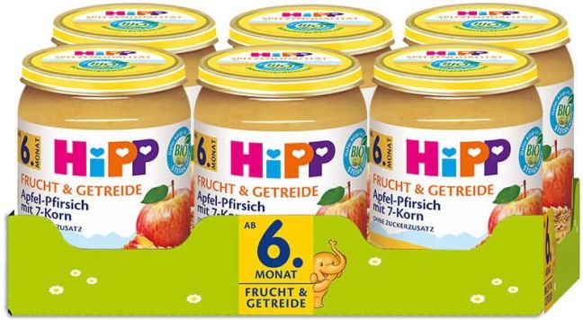 HiPP Bio Frucht & Getreide Apfel Pfirsich   6 x 190g ab 2,89€ (statt 8€)