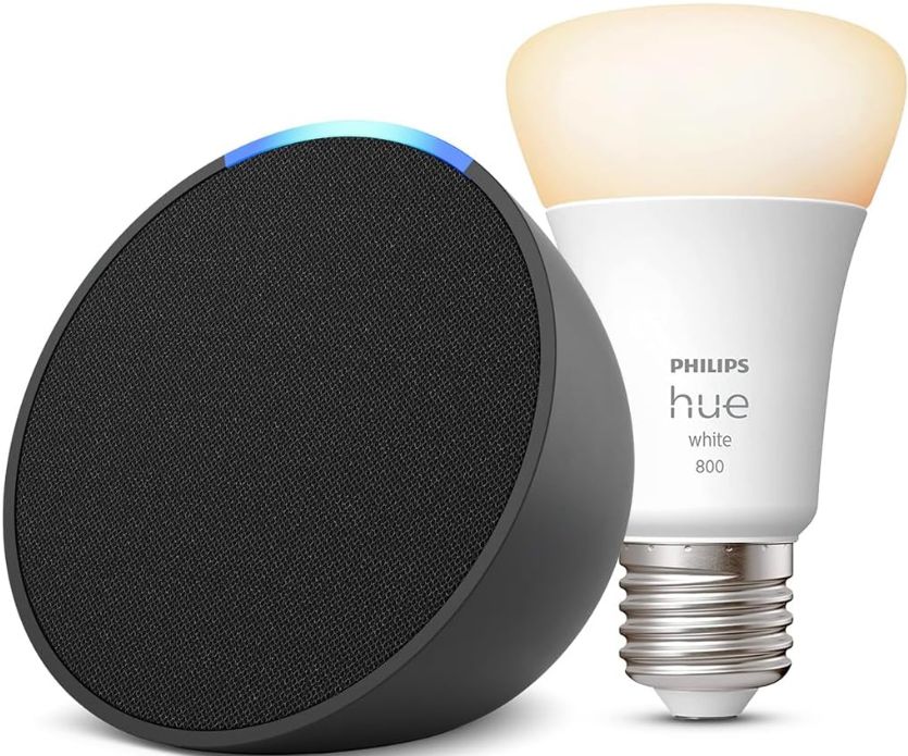 Amazon Echo Pop Schwarz + Philips Hue White E27 BT Lampe für 24,99€ (statt 36€)