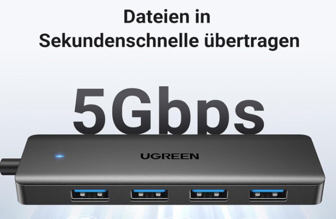 UGREEN 4 Port USB 3.0 Hub für 6,99€ (statt 10€)