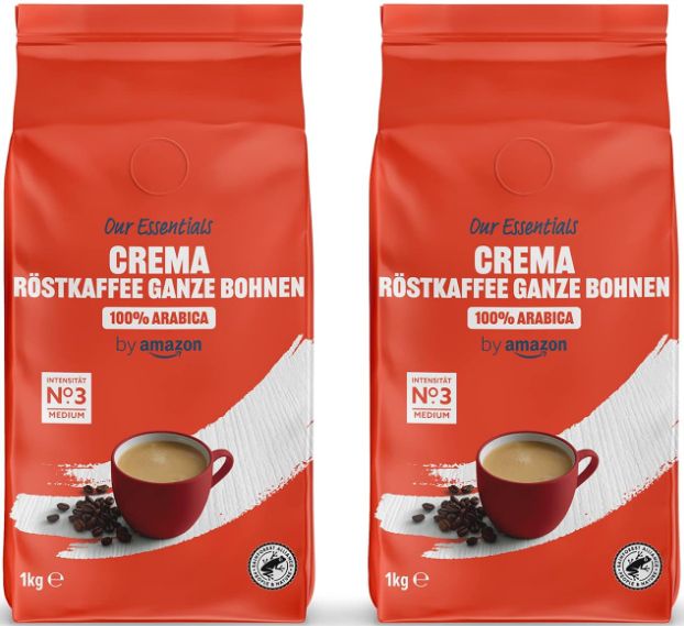 4x 1kg by Amazon Kaffee, ganze Bohnen, 100% Arabica ab 31€ (statt 46€)